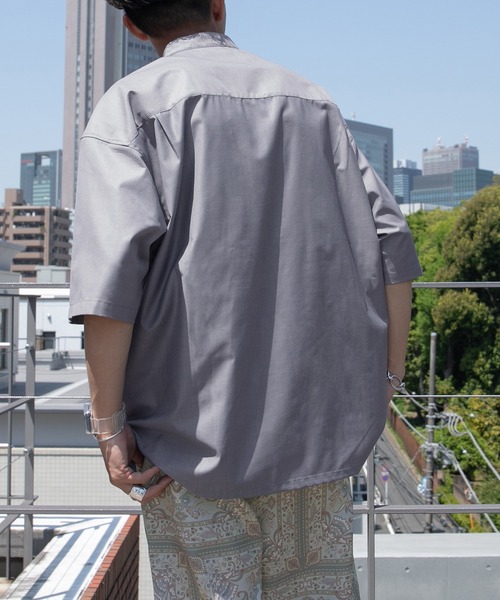 kutir（クティール）の「スナップボタンバンドカラーシャツ（シャツ/ブラウス・メンズ・ライトブルー/オフホワイト/ダークパープル・MEDIUM/LARGE）」の8枚目の写真