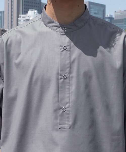 kutir（クティール）の「スナップボタンバンドカラーシャツ（シャツ/ブラウス・メンズ・ライトブルー/オフホワイト/ダークパープル・MEDIUM/LARGE）」の9枚目の写真