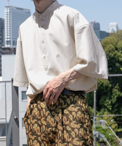 kutir（クティール）の「スナップボタンバンドカラーシャツ（シャツ/ブラウス・メンズ・ライトブルー/オフホワイト/ダークパープル・MEDIUM/LARGE）」の14枚目の写真