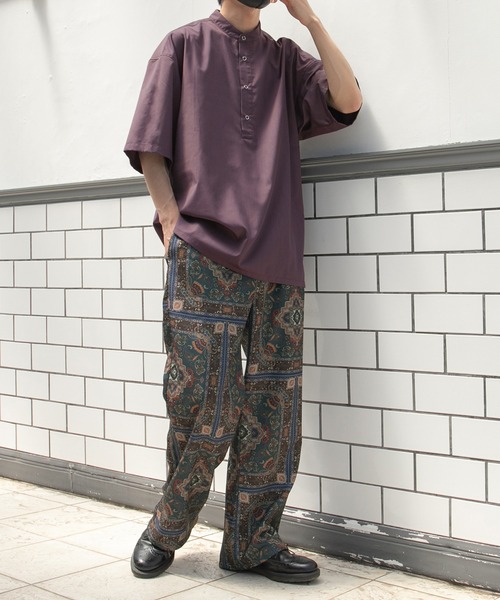 kutir（クティール）の「スナップボタンバンドカラーシャツ（シャツ/ブラウス・メンズ・ライトブルー/オフホワイト/ダークパープル・MEDIUM/LARGE）」の17枚目の写真