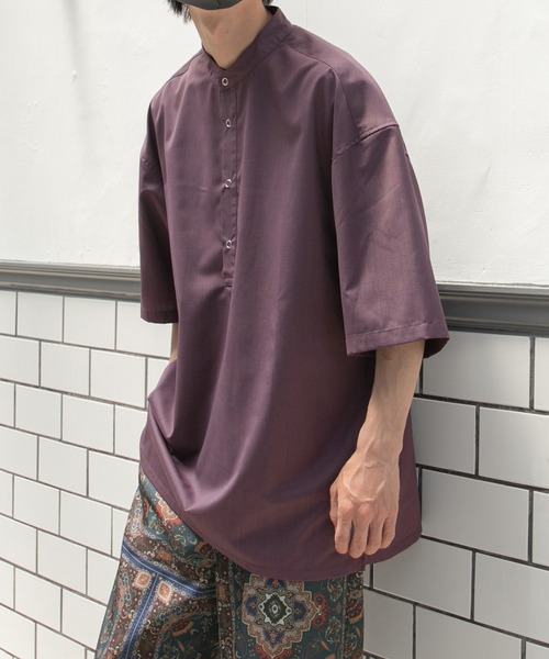 kutir（クティール）の「スナップボタンバンドカラーシャツ（シャツ/ブラウス・メンズ・ライトブルー/オフホワイト/ダークパープル・MEDIUM/LARGE）」の20枚目の写真