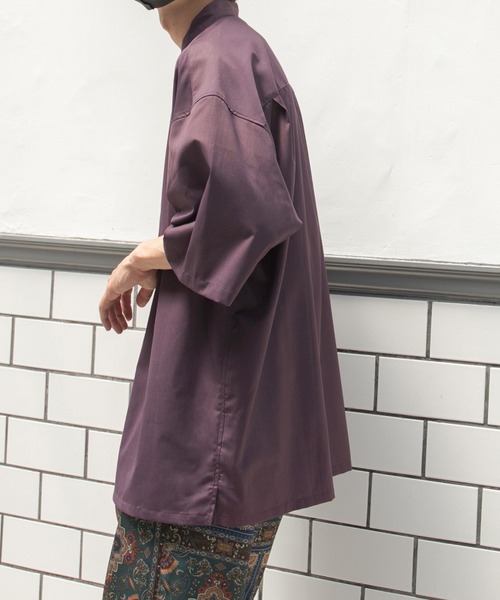 kutir（クティール）の「スナップボタンバンドカラーシャツ（シャツ/ブラウス・メンズ・ライトブルー/オフホワイト/ダークパープル・MEDIUM/LARGE）」の21枚目の写真