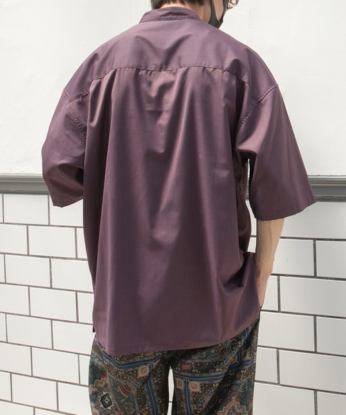 kutir（クティール）の「スナップボタンバンドカラーシャツ（シャツ/ブラウス・メンズ・ライトブルー/オフホワイト/ダークパープル・MEDIUM/LARGE）」の22枚目の写真