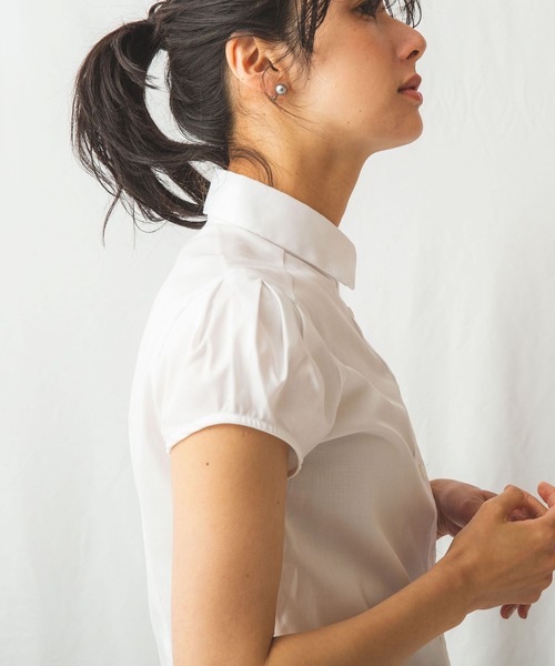 NARACAMICIE(ナラカミーチェ)の「オックスベーシック半袖シャツ(シャツ/ブラウス・レディース・ホワイト・SMALL/MEDIUM/LARGE/XX-LARGE/XXX-LARGE/X-LARGE)」の2枚目の写真
