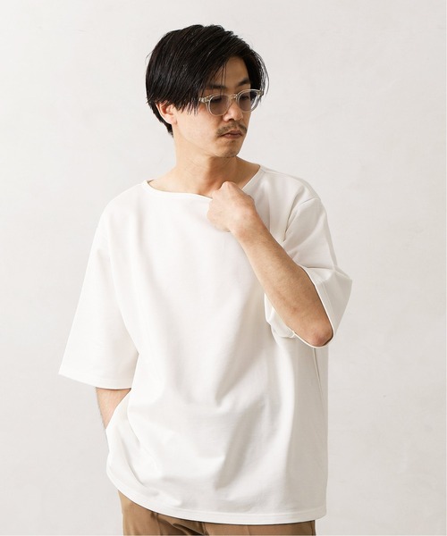 MANUAL ALPHABET（マニュアル アルファベット）の「MANUAL ALPHABET ボートネックワイドカットソー（Tシャツ/カットソー・メンズ・ホワイト/アイボリー/キャメル/クリアブルー・MEDIUM/LARGE）」の9枚目の写真