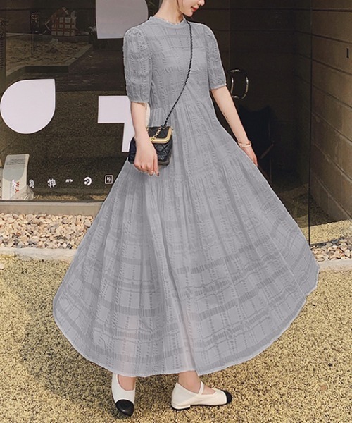 ABITOKYO（アビトーキョー）の「パフスリーブフレアロングワンピース
