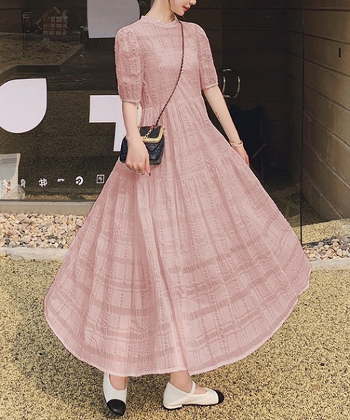 ABITOKYO（アビトーキョー）の「パフスリーブフレアロングワンピース