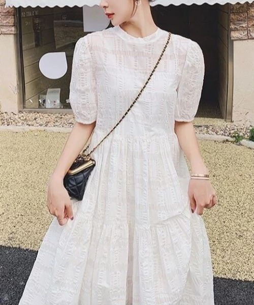 ABITOKYO（アビトーキョー）の「パフスリーブフレアロングワンピース（ワンピース・レディース・ホワイト/ブラック/キャメル/ミント/ブルー/ピンク/グレー/ベージュ・S/M/L）」の20枚目の写真