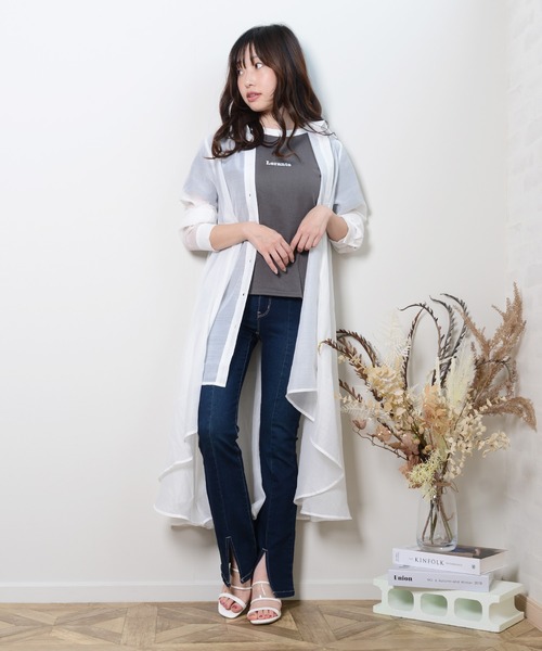 shopnikoniko(ショップニコニコ)の「フレアデニムパンツ スリット ハイウエスト(その他パンツ・レディース・ブラック/ネイビー・S/M)」の13枚目の写真