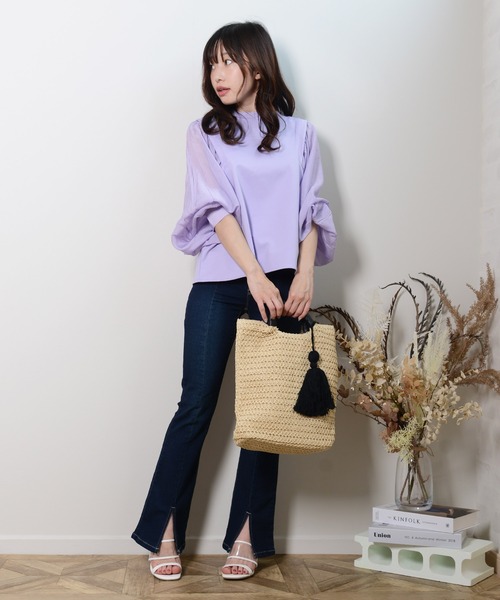 shopnikoniko(ショップニコニコ)の「フレアデニムパンツ スリット ハイウエスト(その他パンツ・レディース・ブラック/ネイビー・S/M)」の15枚目の写真