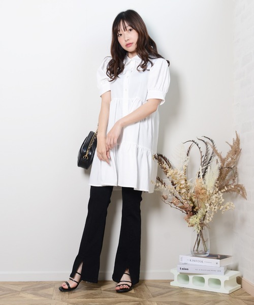 shopnikoniko(ショップニコニコ)の「フレアデニムパンツ スリット ハイウエスト(その他パンツ・レディース・ブラック/ネイビー・S/M)」の17枚目の写真