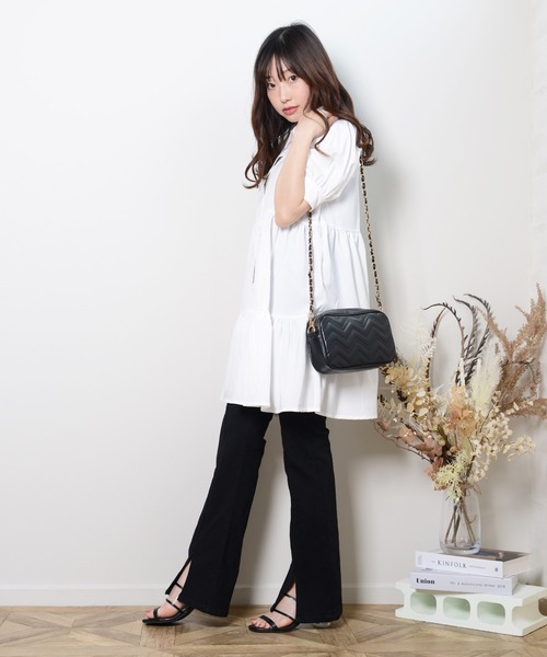 shopnikoniko(ショップニコニコ)の「フレアデニムパンツ スリット ハイウエスト(その他パンツ・レディース・ブラック/ネイビー・S/M)」の18枚目の写真