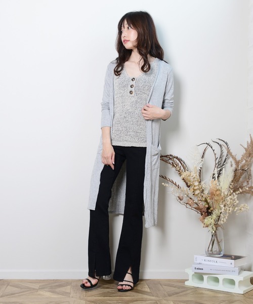 shopnikoniko(ショップニコニコ)の「フレアデニムパンツ スリット ハイウエスト(その他パンツ・レディース・ブラック/ネイビー・S/M)」の20枚目の写真