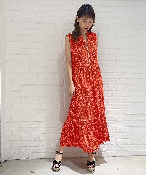 セール Fifilles フィフィーユ ドットプリントティアードロングワンピース ワンピース Desert Rose デザートローズ のファッション通販 Zozotown