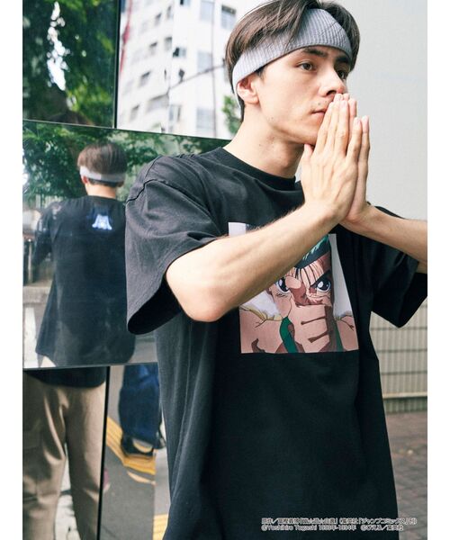 jouetie(ジュエティ)の「『幽☆遊☆白書』浦飯幽助 BIG Tシャツ【ユニセックス】(Tシャツ/カットソー・レディース・オフホワイト/ブラック/グリーン・MEDIUM)」の6枚目の写真