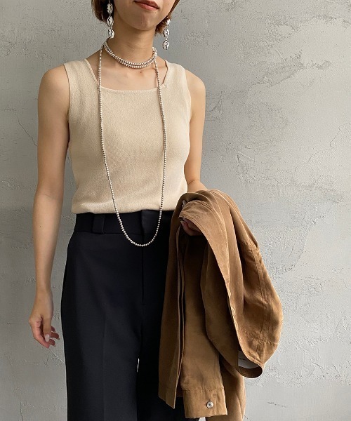 JF Ready Made（ジェイエフレディメイド）の「[Jf Ready Made/ジェイエフレディメイド] スクエアネック ニットタンク（ニット/セーター・レディース・ブラック/ベージュ/グレー/グリーン/ピンク・F）」の3枚目の写真