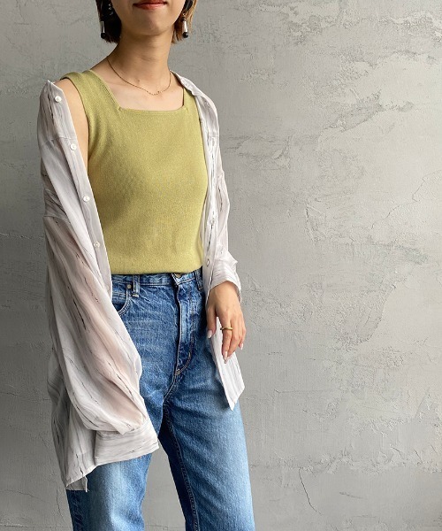 JF Ready Made（ジェイエフレディメイド）の「[Jf Ready Made/ジェイエフレディメイド] スクエアネック ニットタンク（ニット/セーター・レディース・ブラック/ベージュ/グレー/グリーン/ピンク・F）」の4枚目の写真