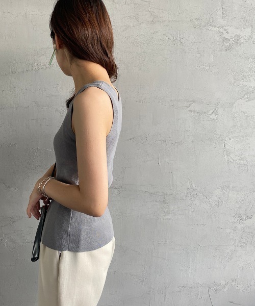 JF Ready Made（ジェイエフレディメイド）の「[Jf Ready Made/ジェイエフレディメイド] スクエアネック ニットタンク（ニット/セーター・レディース・ブラック/ベージュ/グレー/グリーン/ピンク・F）」の15枚目の写真