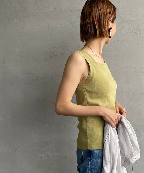 JF Ready Made（ジェイエフレディメイド）の「[Jf Ready Made/ジェイエフレディメイド] スクエアネック ニットタンク（ニット/セーター・レディース・ブラック/ベージュ/グレー/グリーン/ピンク・F）」の18枚目の写真