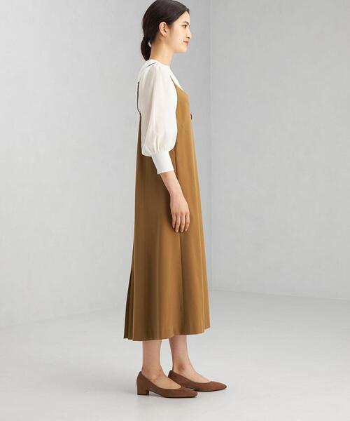 green label relaxing（グリーンレーベルリラクシング）の「フレックス ムーブ ワンピース -ウォッシャブル- -ストレッチ-（ワンピース・レディース・ネイビー/ブラウン・FREE）」の4枚目の写真