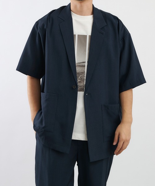 COLONY 2139（コロニートゥーワンスリーナイン）の「KINAGASHIシャツジャケット(セットアップ可)/ビッグシルエットオープンカラーシャツ（シャツ/ブラウス・メンズ・ネイビー/モカ/スミクロ・MEDIUM/LARGE）」の3枚目の写真