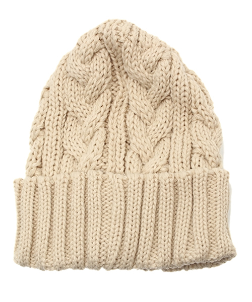 DISCOAT（ディスコート）の「【Discoat】ケーブルアミニット帽（ニットキャップ/ビーニー・レディース・ワインレッド/ネイビー/グレー/ブラック/オフホワイト・ﾌﾘ-）」の2枚目の写真