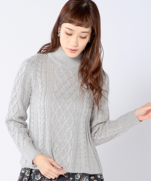 Another Edition（アナザーエディション）の「ケーブルハイネックプルオーバー/ AE CABLE HI/N PO（ニット/セーター・レディース・オフホワイト/グレー/ワインレッド・フリー）」の3枚目の写真