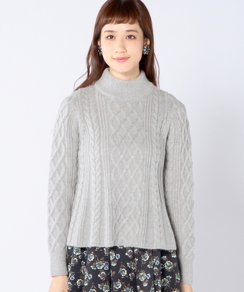 Another Edition（アナザーエディション）の「ケーブルハイネックプルオーバー/ AE CABLE HI/N PO（ニット/セーター・レディース・オフホワイト/グレー/ワインレッド・フリー）」の5枚目の写真