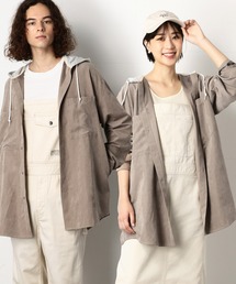 Purple&Yellow | 裏毛フード付きビッグシルエットシャツ(シャツ/ブラウス)