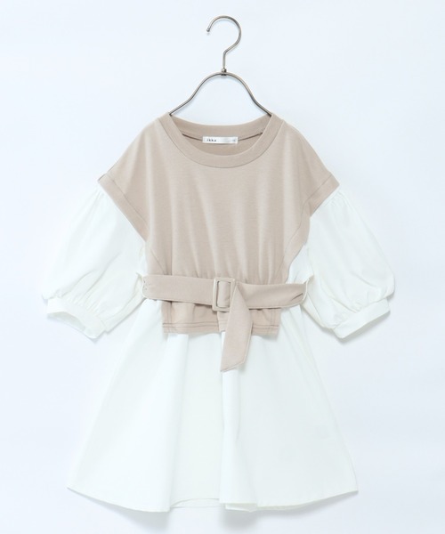 ikka（イッカ）の「【キッズ】ベストレイヤードドッキングワンピース（100~160cm）（ワンピース・キッズ・ブラック/ベージュ・110/120/150/160/100/130/140）」の2枚目の写真