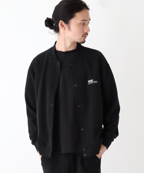 BASECONTROL（ベースコントロール）の「◆ダブルフェイス ワンマイル スタジャン風カットソーブルゾン（ブルゾン・メンズ・ブラック/アイボリー/グレー・02/04/03）」の2枚目の写真