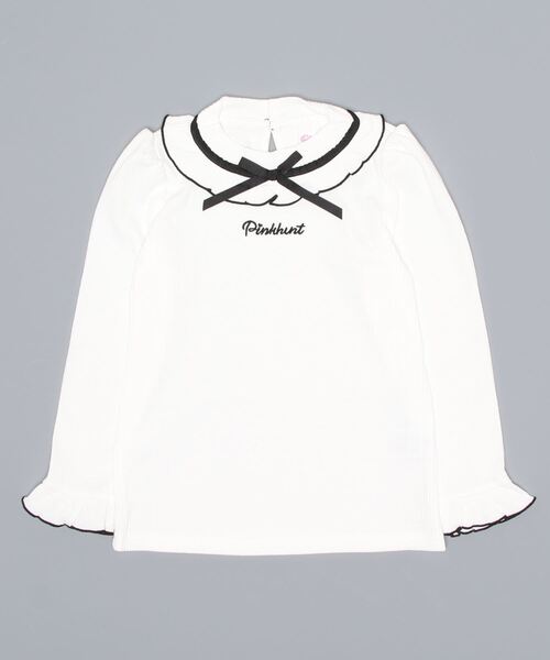 PINKHUNT（ピンクハント）の「PINKHUNT ネックフリルロンT 5851K #IG（Tシャツ/カットソー・キッズ・ピンク/ホワイト・120cm/150cm/140cm/160cm/130cm）」の4枚目の写真