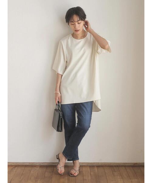 AMERICAN HOLIC(アメリカンホリック)の「前後差とろみチュニック(Tシャツ/カットソー・レディース・グレイッシュベージュ/アイボリー・M/L)」の17枚目の写真