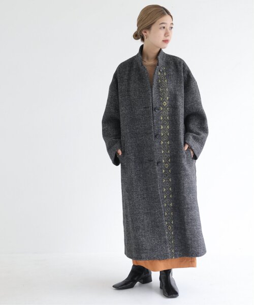 MJUKA.（ミューカ）の「イタリーツイードグリッターエンブロイダリーコート（その他アウター・レディース・チャコールグレー/キナリ・FREE）」の2枚目の写真