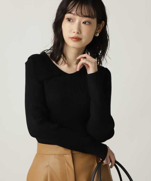 NATURAL BEAUTY BASIC（ナチュラルビューティーベーシック）の「[洗える]襟付きニット/0171270901（ニット/セーター・レディース・ブラック/オフホワイト/ピンク・MEDIUM）」の12枚目の写真