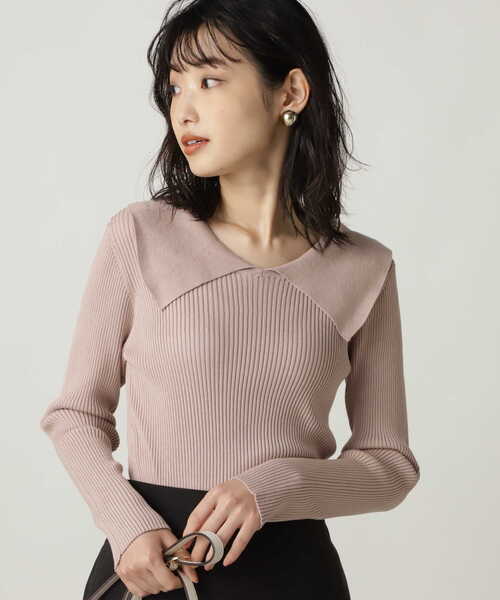NATURAL BEAUTY BASIC（ナチュラルビューティーベーシック）の「[洗える]襟付きニット/0171270901（ニット/セーター・レディース・ブラック/オフホワイト/ピンク・MEDIUM）」の22枚目の写真