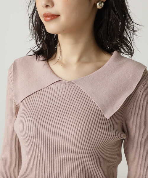 NATURAL BEAUTY BASIC（ナチュラルビューティーベーシック）の「[洗える]襟付きニット/0171270901（ニット/セーター・レディース・ブラック/オフホワイト/ピンク・MEDIUM）」の7枚目の写真