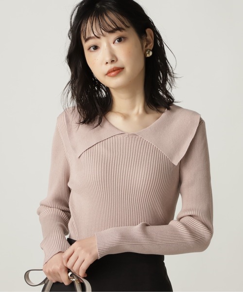 NATURAL BEAUTY BASIC（ナチュラルビューティーベーシック）の「[洗える]襟付きニット/0171270901（ニット/セーター・レディース・ブラック/オフホワイト/ピンク・MEDIUM）」の3枚目の写真