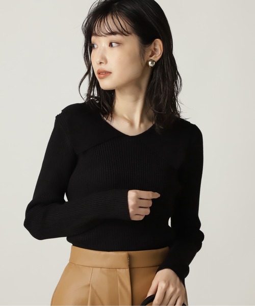 NATURAL BEAUTY BASIC（ナチュラルビューティーベーシック）の「[洗える]襟付きニット/0171270901（ニット/セーター・レディース・ブラック/オフホワイト/ピンク・MEDIUM）」の2枚目の写真