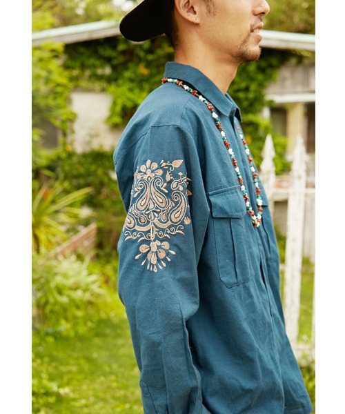 チャイハネ（チャイハネ）の「【チャイハネ】ジプラー刺繍メンズシャツ（シャツ/ブラウス・メンズ・ホワイト/オレンジ/ブルー・FREE）」の15枚目の写真