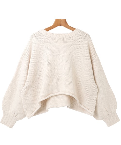 andme(アンドミー)の「長袖クルーネックショート丈ニット(ニット/セーター・レディース・グレー/アイボリー/ミント/グレー系その他/ベージュ系その他/ブラウン系その他/ブルー/サーモンピンク・M)」の14枚目の写真