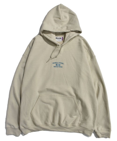 DOUBLE STEAL（ダブルスティール）の「Old School Font 裏起毛パーカー（パーカー・メンズ・アッシュグレー/ブラック/ダークグリーン/サンドベージュ・MEDIUM/LARGE/X-LARGE）」の3枚目の写真
