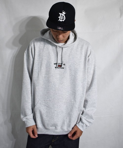 DOUBLE STEAL（ダブルスティール）の「Old School Font 裏起毛パーカー（パーカー・メンズ・アッシュグレー/ブラック/ダークグリーン/サンドベージュ・MEDIUM/LARGE/X-LARGE）」の15枚目の写真