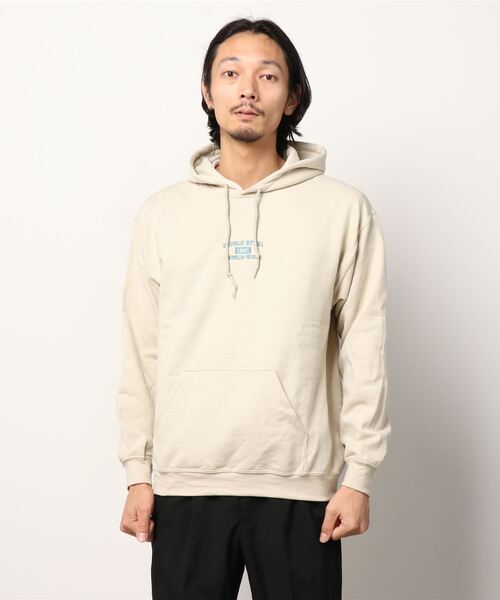 DOUBLE STEAL（ダブルスティール）の「Old School Font 裏起毛パーカー（パーカー・メンズ・アッシュグレー/ブラック/ダークグリーン/サンドベージュ・MEDIUM/LARGE/X-LARGE）」の9枚目の写真