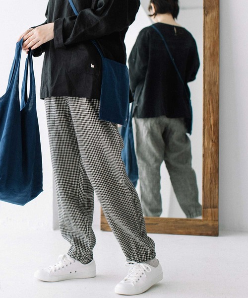 chanvre nop de nod(シャンブルノップドゥノッド)の「chanvre 裾ゴムパンツ(その他パンツ・レディース・ブラック/スミクロ/キナリ・9)」の3枚目の写真