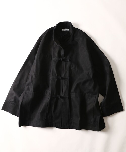 FREAK'S STORE（フリークスストア）の「WEB限定 ビッグシルエット チャイナボタン スタンドカラーカバーオール/ダック/デニム/チャイナデザイン（カバーオール・メンズ・オリーブ/ブラウン/ブラック/インディゴブルー・MEDIUM/LARGE/SMALL）」の2枚目の写真