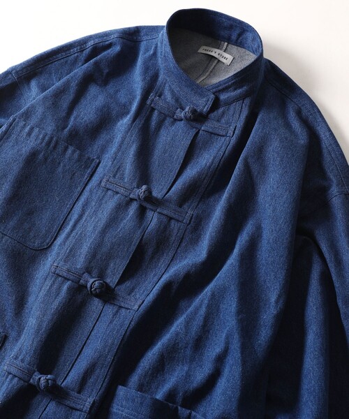 FREAK'S STORE（フリークスストア）の「WEB限定 ビッグシルエット チャイナボタン スタンドカラーカバーオール/ダック/デニム/チャイナデザイン（カバーオール・メンズ・オリーブ/ブラウン/ブラック/インディゴブルー・MEDIUM/LARGE/SMALL）」の10枚目の写真