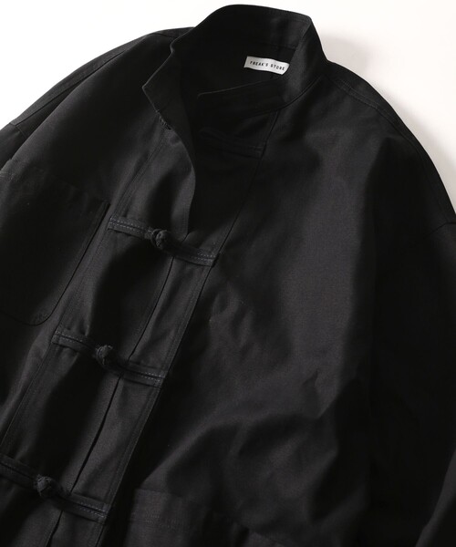 FREAK'S STORE（フリークスストア）の「WEB限定 ビッグシルエット チャイナボタン スタンドカラーカバーオール/ダック/デニム/チャイナデザイン（カバーオール・メンズ・オリーブ/ブラウン/ブラック/インディゴブルー・MEDIUM/LARGE/SMALL）」の16枚目の写真