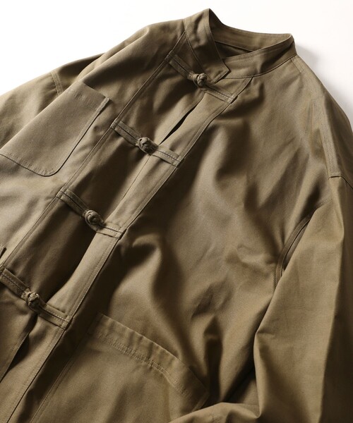 FREAK'S STORE（フリークスストア）の「WEB限定 ビッグシルエット チャイナボタン スタンドカラーカバーオール/ダック/デニム/チャイナデザイン（カバーオール・メンズ・オリーブ/ブラウン/ブラック/インディゴブルー・MEDIUM/LARGE/SMALL）」の14枚目の写真
