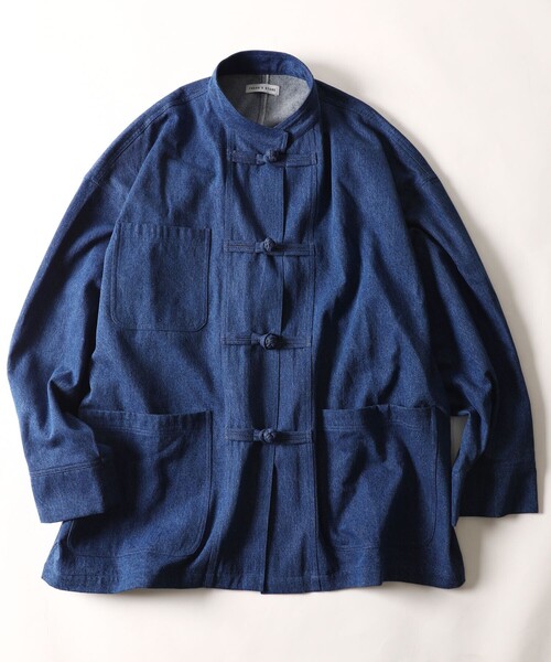 FREAK'S STORE（フリークスストア）の「WEB限定 ビッグシルエット チャイナボタン スタンドカラーカバーオール/ダック/デニム/チャイナデザイン（カバーオール・メンズ・オリーブ/ブラウン/ブラック/インディゴブルー・MEDIUM/LARGE/SMALL）」の5枚目の写真